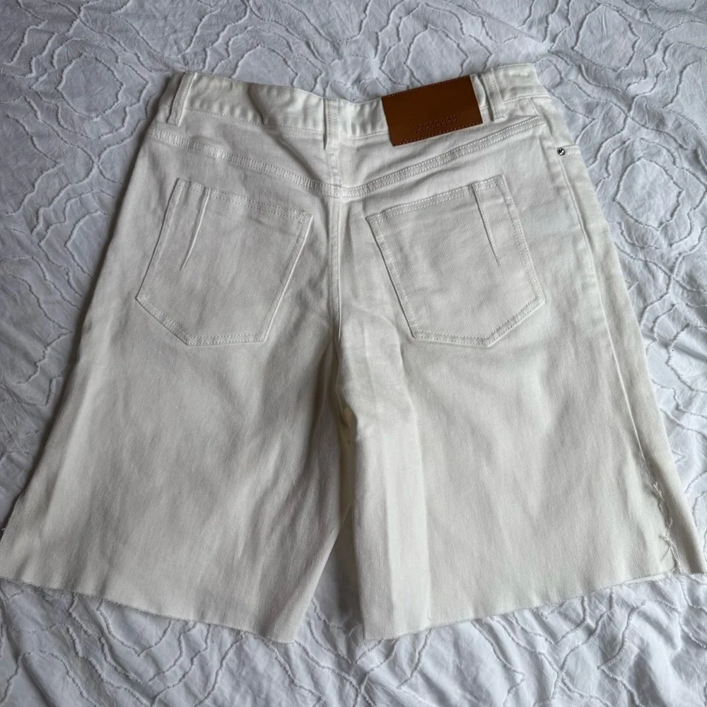 Derek Lam Long White Jean Shorts with Slit Side Detail
